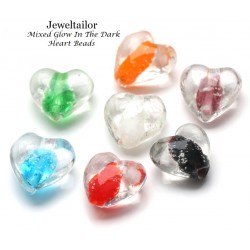 10-50 Large Mixed Glow In The Dark Heart Lampwork Glass Beads 16mm ~ Stylish Jewellery Making